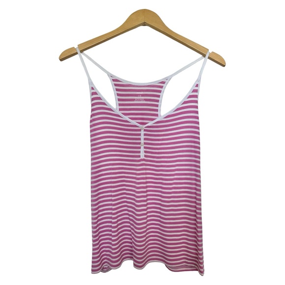 Aerie NEW Pajama Henley Tank Top Pink & White Stripes Racerback Size Large - Picture 8 of 15